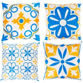 4 Packs Throw Pillow Covers Set Square Decorative Cushion Case 18x18in for Patio Furniture Couch Garden