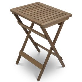 Outdoor Side Table Portable Folding Table Rectangular Small Wooden End Table for Coffee Tea Garden Balcony Yard Porch Lawn Patio