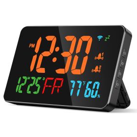 WiFi Auto Set Alarm Clock LED Digital Clock With 2 Alarm Setting Snooze 4 Brightness Levels Auto Light Sensing Temperature Humidify Monitor App Contro