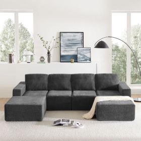 [VIDEO provided][New]110*72" Modular U Shaped Sectional Sofa,Luxury Chenille Floor Couch Set,Upholstered Indoor Furniture