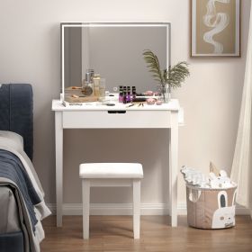 Vanity Desk Set With Mirror For Makeup, Makeup Table With 1 Drawer Storage Cosmetics