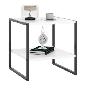 Side Coffee Table with Storage Shelf for Indoor & Outdoor