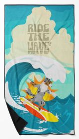 Surfer Dog Australian Shepherd Premium Beach Towel Oversized Towel Beach Blanket, Pool, Beach Essentials, Yoga, Premium Bath Towel, Quick Dry Plu