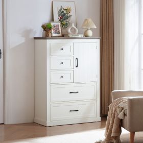 Farmhouse 5 Drawer Dresser for Bedroom, Tall Chest of Drawers, Chest of Drawers Organizer Storage,Wood Rustic Bedroom Dresser for Closet, Living