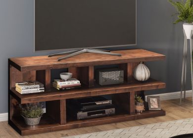 Bridgevine Home Sausalito 64 inch TV Stand Console for TVs up to 70 inches, No Assembly Required, Whiskey Finish