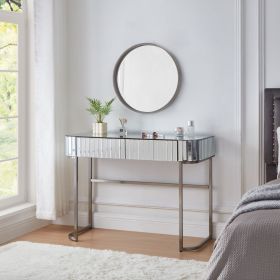 39" Mirrored Makeup Vanity Table with Stainless Steel Base, Mirrored Console Dressing Table with 2 Drawers,Versatile Desk for Bedroom and Office