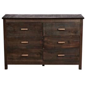 Brown MDF Veneer 120x40x80 Double-row Six-drawer Chest Of Drawers (Color: Brown)