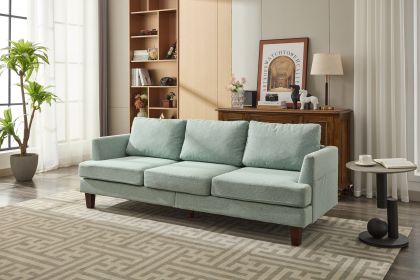 Fabric 3 Seater Couch with 2 USB, Comfortable Sectional Couches and Sofas for Living Room Bedroom Office Small Space, Easy Assembly & Comfy Cushi (Color: Light Green)