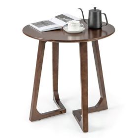 Round End Table Sofa Side Table for Indoor & Outdoor (Color: Brown, Type: End Table)