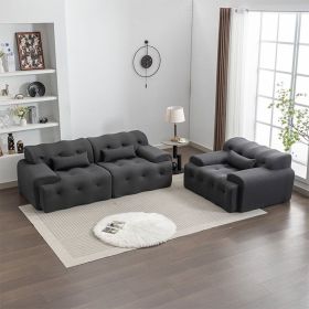 Oversized Couch Modern Living Room Sofa with 26.77 Inch Deep Seat, Extra Large Couches with 2 Pillows Comfy Fabric Tufted Loveseat Sofas 90 Inch (Color: dark grey)