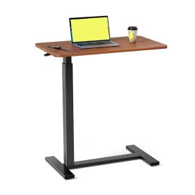 Adjustable Mobile Side Desk with Casters for Home (Color: Brown, Type: Side Table)