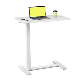 Adjustable Mobile Side Desk with Casters for Home (Color: White, Type: Side Table)