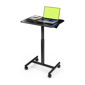 Mobile Stand Up Desk Adjustable Height with Wheels (Color: Black, Type: Side Table)