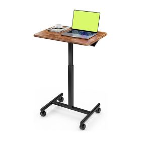 Mobile Stand Up Desk Adjustable Height with Wheels (Color: Brown, Type: Side Table)